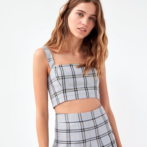 Aritzia Tops - Sunday Best Jazdia Gray Plaid Crop Top